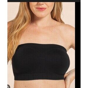 Truekind Black Bandeau Convertible Strapless Wireless Seamless Bra XL